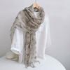 High Quality 100% Natural Linen Scarf Hijab Shawls Vintage Spring Floral Large Size Scarves With Tassels