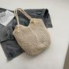 Hand-woven cotton thread crochet hollowed tassel shoulder strap casual vacation single shoulder women's tote bag