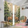 2 Stück, 2D-Flachdruck Lichtfilternde Vorhänge Hirsch-Duo Vielseitiger Stoff (ohne Stange) Art Deco Festlich Perfekt für Schlafzimmer,