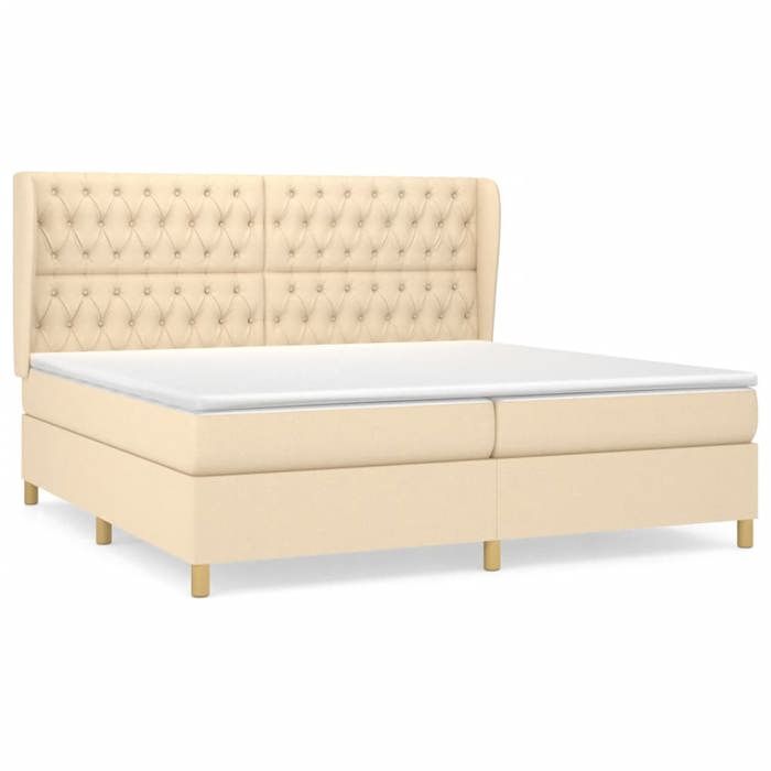 3128794 vidaXL Divan Bed with Mattress Cream 200x200 Cm Fabric