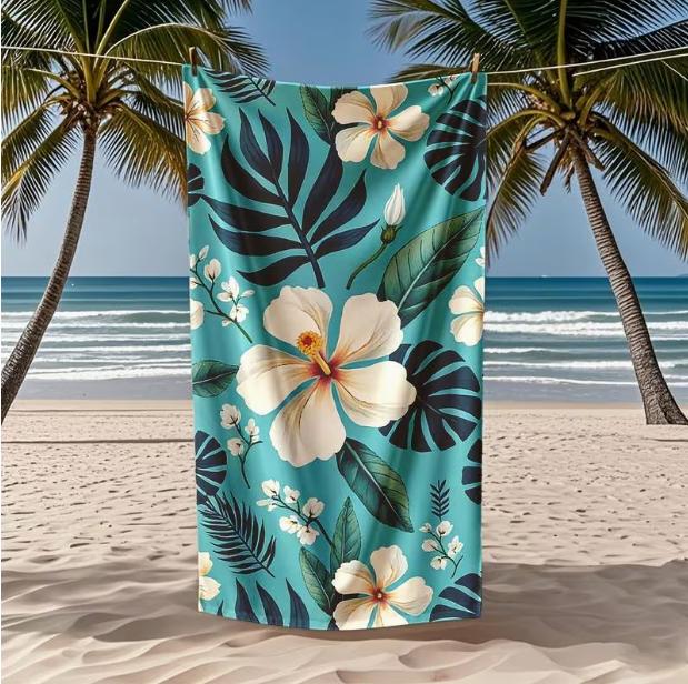 Hawaiian Floral Beach Towel, Large Microfiber Sand Free Quick Dry Towel for Summer Vacation Towels Bathroom Bath Towel Bt21