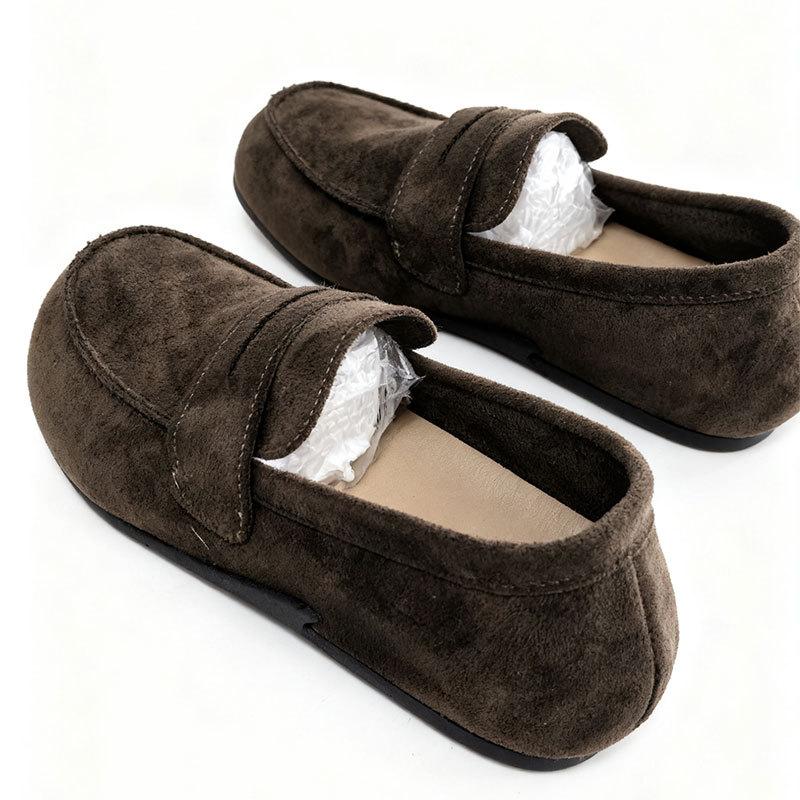 Doudou Schuhe Damen Frühling und Herbst neue Damen Weichsohlen Slipper Retro Einzelne Schuhe Fahrschuhe