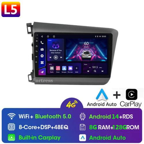 9" 2 Din Android 12 Car Radio for Honda Civic 2012 2013 2014 2015 Multimedia Player 2din Carplay Stereo GPS DVD Head Unit