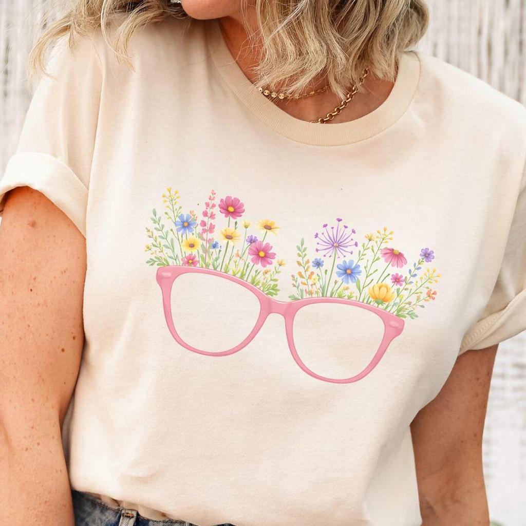 Wildflower Eyeglasses Optometrist Shirt, Floral Optometry Gift Hers