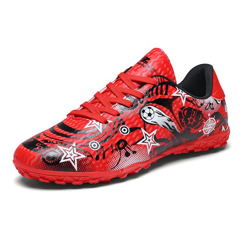 A Pair of Student Four-season Leather Football Shoes with Stud Detailing, Wear-resistant Football Shoes, Sizes 31-44