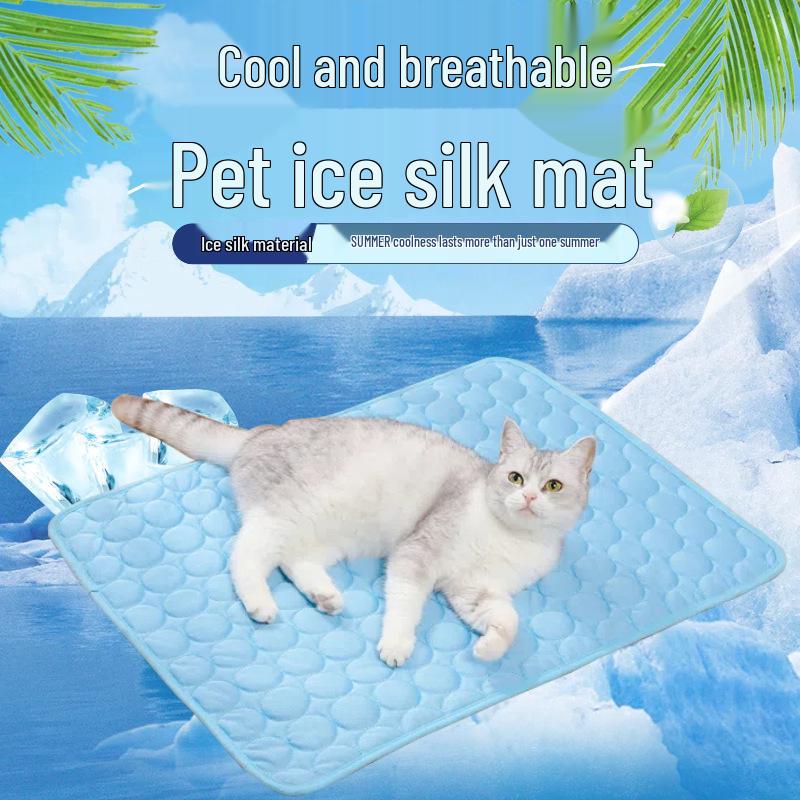 Summer Cooling Pet Mat: Breathable Ice Silk Pad for Dogs & Cats
