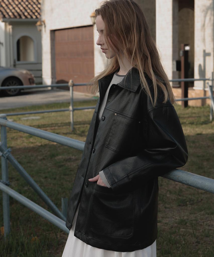 Deheve Classic Leather Half Jacket [Black]