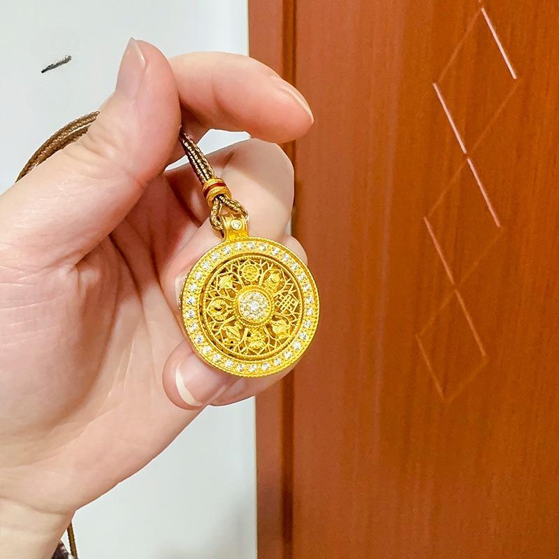 Long Lasting Color Retention, Auspicious Eight Treasure Compass, Auspicious Rope Necklace, Rotatable Pendant, Sweater Chain, Female
