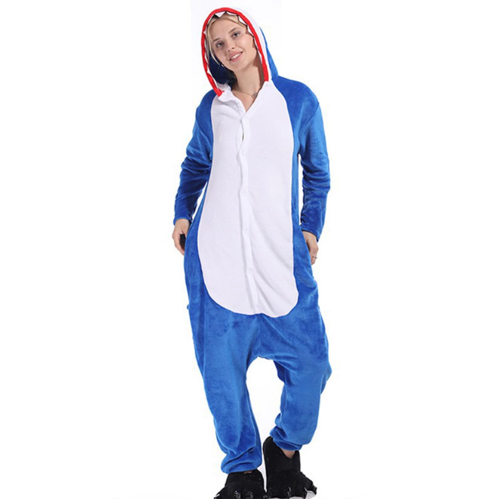 

Shark Kigurumi Pajamas for Halloween Cosplay Costume [sac taske] Adults, (Blue) синій