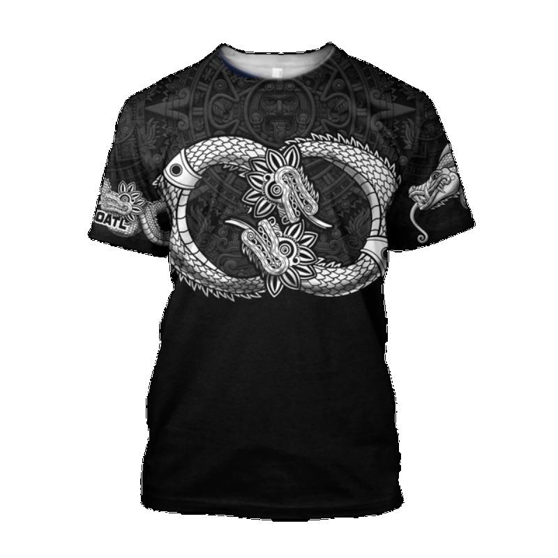 

Летняя тенденция Harajuku, мексиканская ацтекская мужская повседневная футболка Quetzon, уличная мода, классический ретро с круглым вырезом, свободный топ для пожилых людей с 3D принтом XL