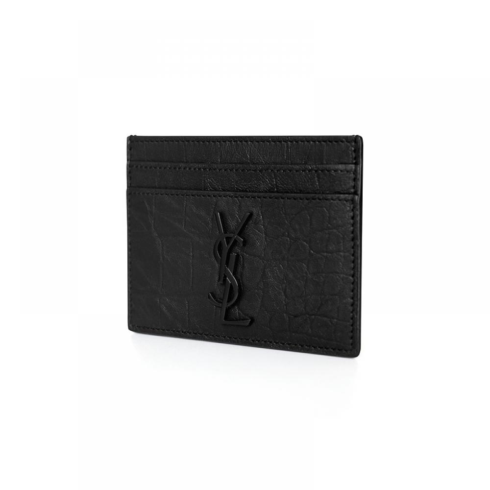 Saint Laurent Cassandra Monogram Crocodile Embossed Card Wallet 485631 C9h0u