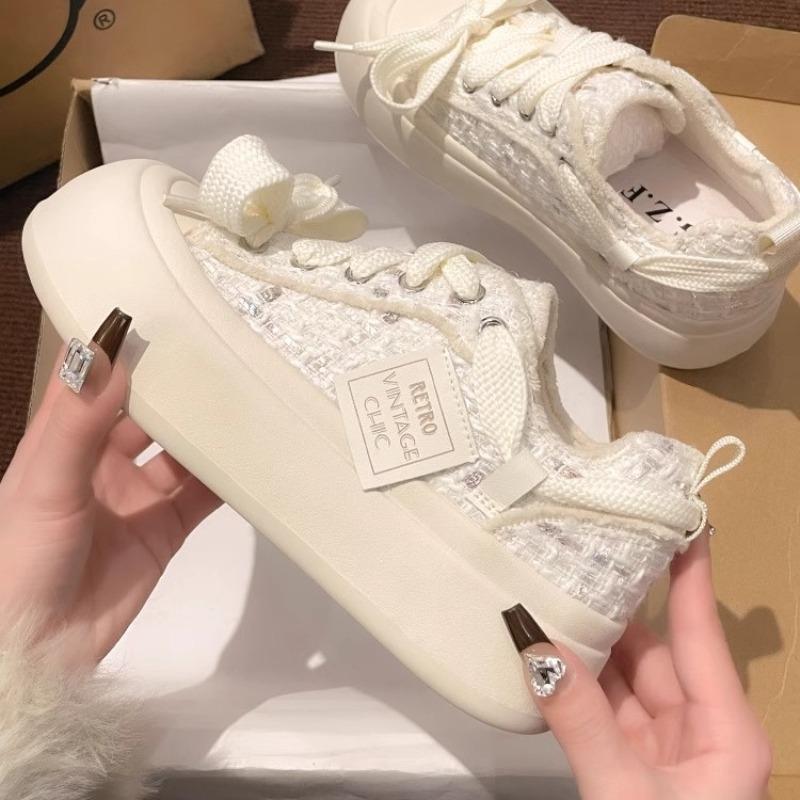 Fashion 2025Women Chunky Canvas Shoes Summer Lace-up Platform Breathable Sneakers Retro Fashion Tennis Skateboard Shoes Zapatos De Mujer