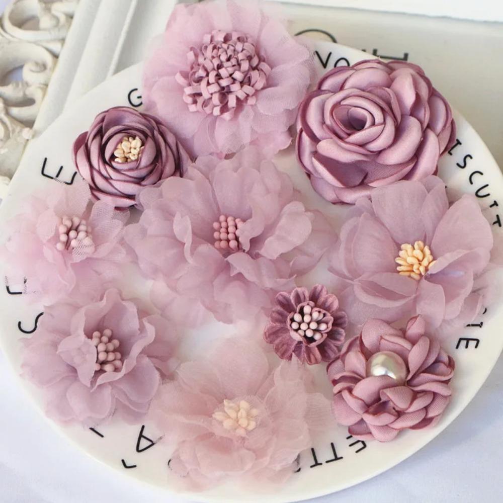 

10 шт./набор Смешанные тканевые цветы Имитация головки цветка Украшение Цветы для DIY аксессуаров