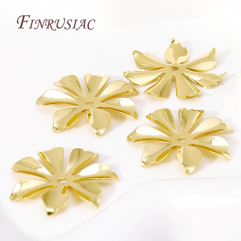 End Caps For Jewelry 18K Gold Plated Brass Flower Caps Beads Caps DIY Jewelry Making Supplies Earrings Accessories For Women