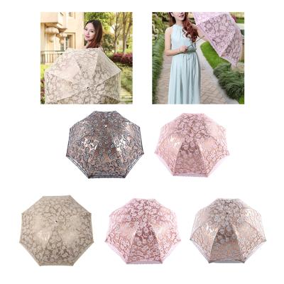 Paraguas Bordado de Encaje Retro Clásico Recubrimiento Doble Plegable Protección UV Paraguas de Sol Para Mujeres