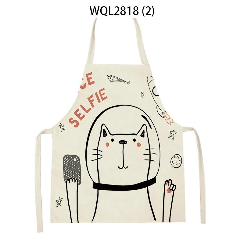 Cute Dog Cat Sheep Cattle Bear Animal Print Kitchen Aprons Women Men Linen Sleeveless Antifouling Apron Cooking Baking Waist Bib