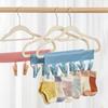 Solid Color Folding Clothes Hanger 6 Clips Sock Clip Portable Travel Fabric Hanger  Travel Use