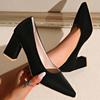 Fashion Rimocy Sexy Black Point Toe High Thick Heels Women's 2025 Spring Suede Leather Plus Size Pumps High-Quality Woman Office Heels