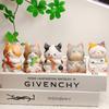 Wooden Lucky Cat Craft Decor With Cute Design For Home Office And Car Interior
