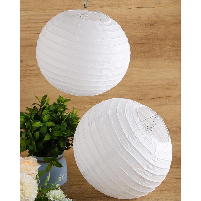 Treela 30 Pack White Chinese Japanese Paper Lanterns Decorative Hanging Ball Round Paper Lantern Lamps for Wedding Birthday Party Home Decorations(10