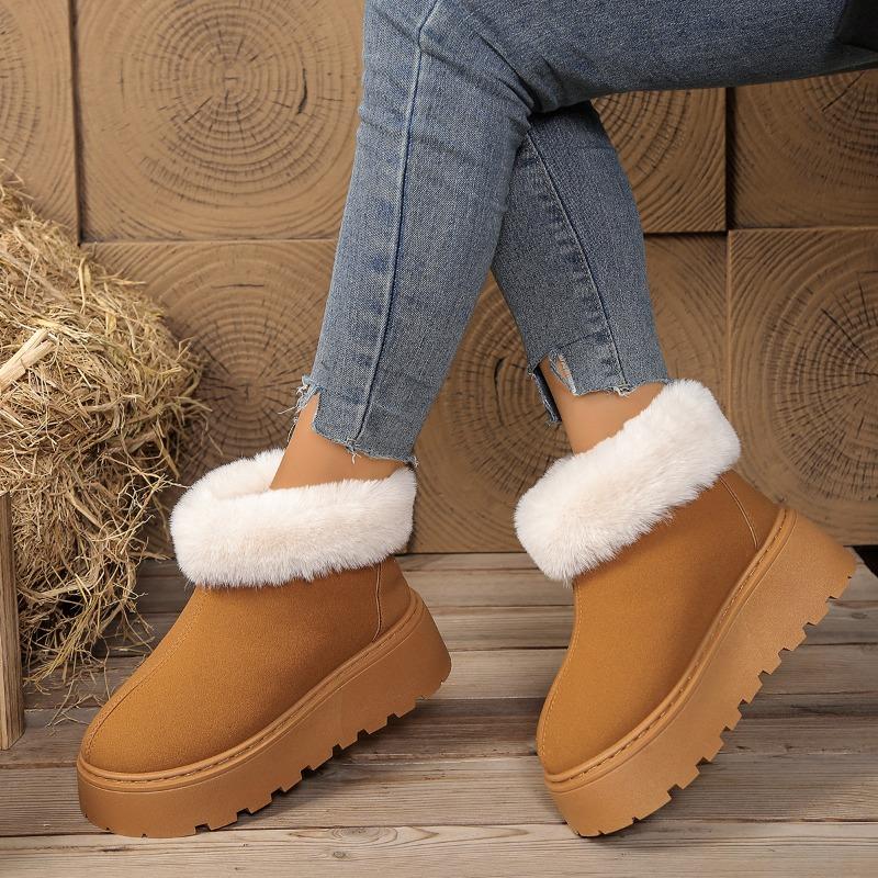 Short-sleeved Warm Snow Boots for Women, Large-sized Short Plush Thick-soled Women's Boots, Cotton Shoes