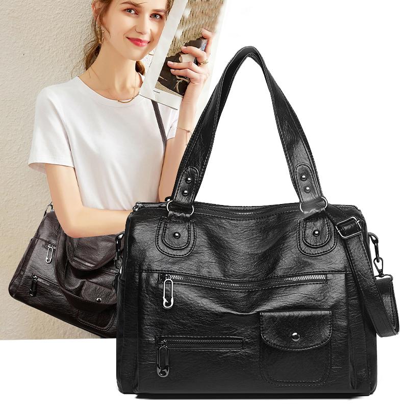 Fashion Vintage Faux Leather Handbag Women's Vintage Shoulder Crossbody Bag Multiple Pockets Work Shopping and Meeting Friends Ladies' Holiday Gifts