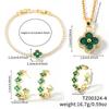 Elegant Floral Clover Jewelry Set Women Earrings Necklace Bracelet Ring In Chic Style Copper Plated