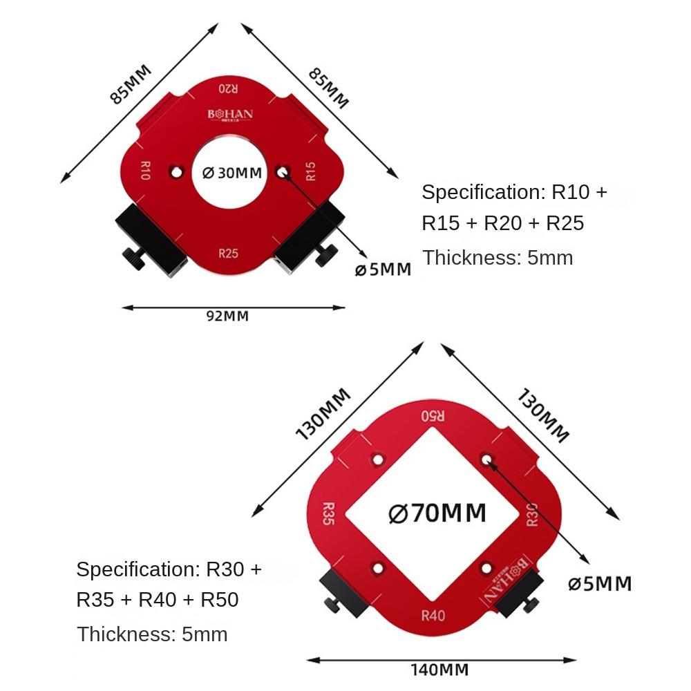 1/2pcs Aluminum Alloy R10-R50 Radius Jig Reusable Woodworking Router Templates Positioning Tools