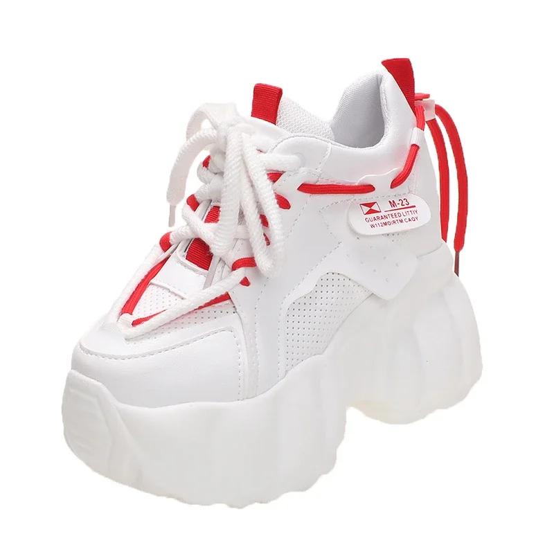 Fashion Cuculus High Flat Platform 10cm Height Increasing Casual Shoes Woman Spring New Hidden Wedge Sneakers Female Vulcanize Shoes