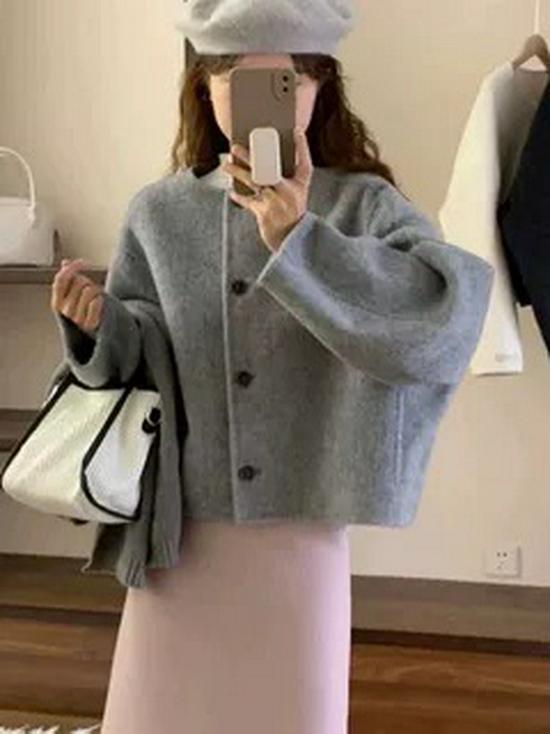 New Spring Double-Sided Wool Petite Women's Korean Light Luxury Hepburn Style Short Coat