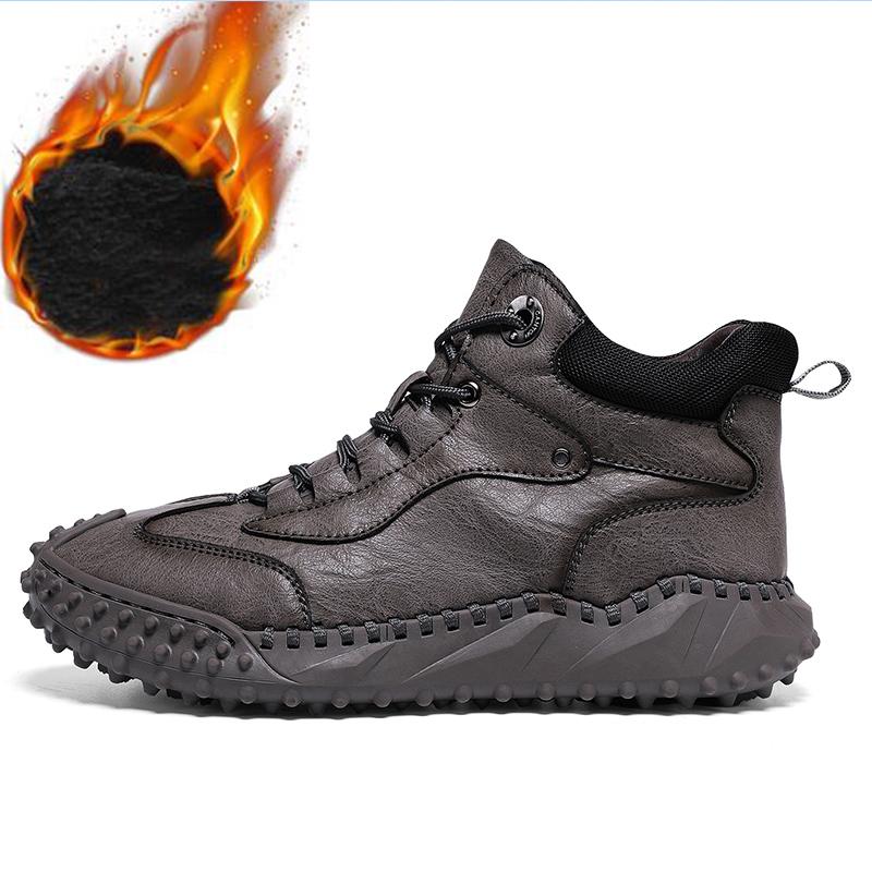 

Осень/ Зима Мужские Хип-топ Ручной работы Узор Кожа Удобные Мягкие Носки Ботильоны Осенне-зимние Мужские Ботинки 46 темно серый