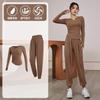 Womens Quick-Dry Fitness Set Gym Yoga Running Long Sleeve Top Pants Sportswear