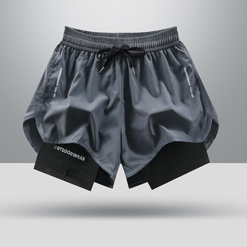 Men's Two-in-One Quick-Dry Running Shorts - Breathable, lightweight, and perfect for marathon training and beach sports.