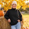 Women's Mock Neck Sweatshirt Loose Fit Casual Color Pullover Top with Side Pockets