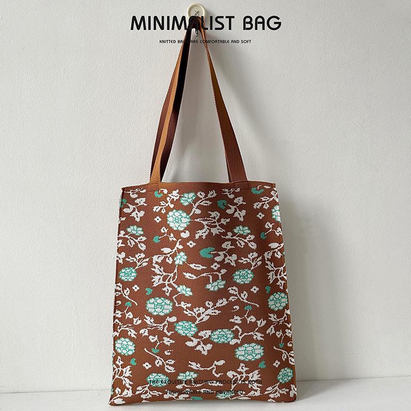 Korean Style Cute Panda Knit Shoulder Bag - Large Capacity Commuter Tote