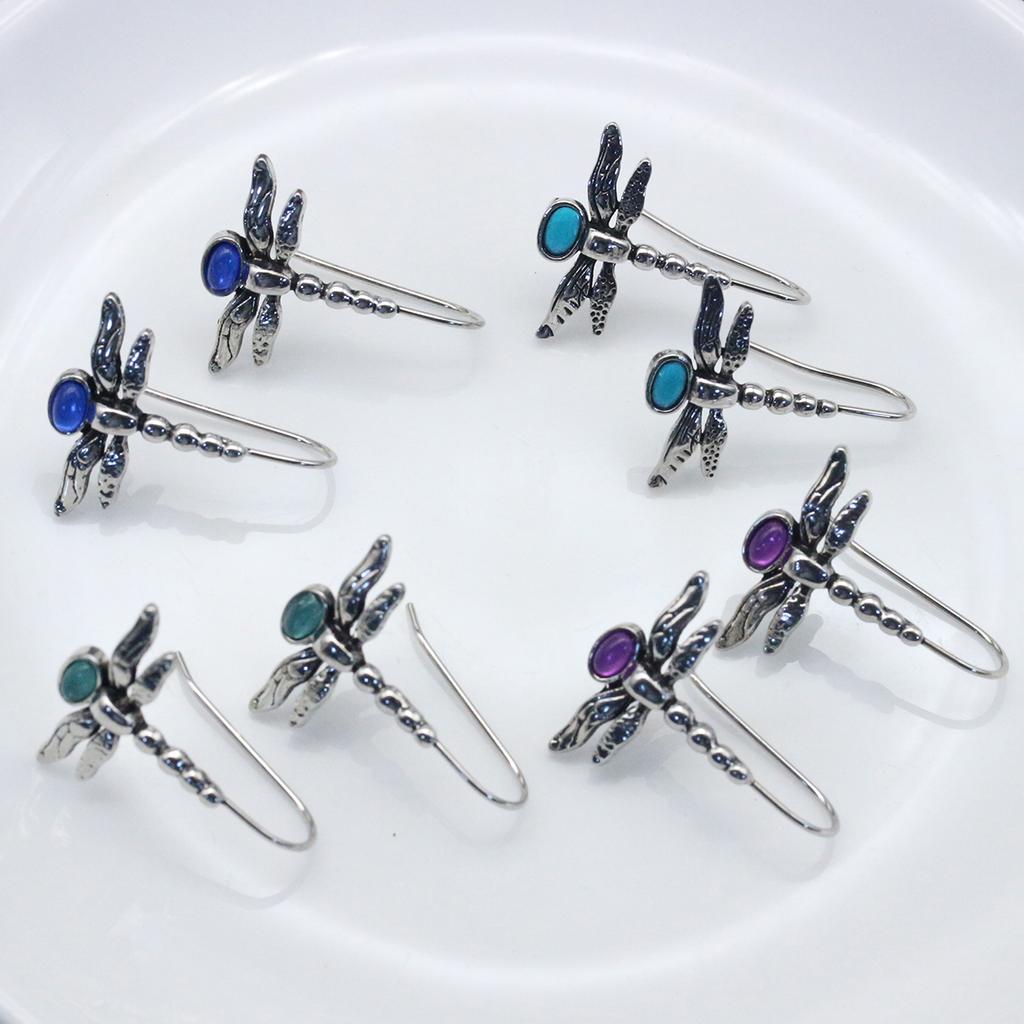 Retro Silver Color Dragonfly Animal Earrinsg Hook Dangle Earrings Party Women Elegant Jewelry