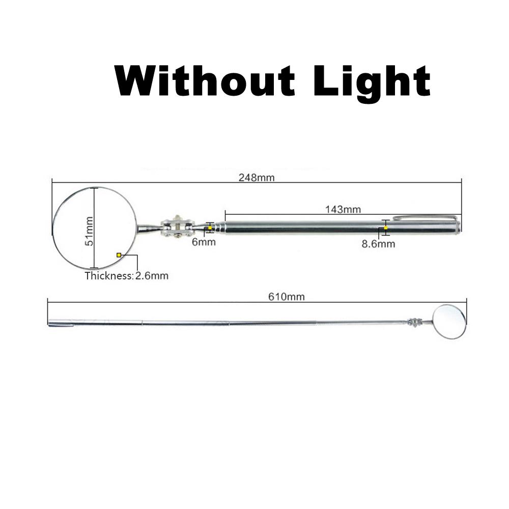 360° Inspection Mirror LED Light Telescoping Mirrors Extend Mechanic Tools Inspection Mirror Telescopic Handle Repairing Tools
