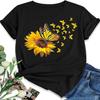 EUOW Women's Sunflower Graphic Shirts Boho Flowers Tee Tops Cute Summer Vintage Short Sleeve Holiday T Shirt