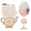Rustic Wooden Craft Teapot Shape Flower Holder, Natural Wood Floral Display Stand, DIY Assembled Stand Blank Vase Decor for Artificial Arrangement,