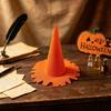 Halloween-Hexenhut für Erwachsene mit hoher, strukturierter Form und eckigem, breitem Rand, faltbare Polyester-Kostümkopfbedeckung
