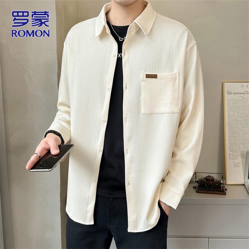 Romon Men s Long-Sleeve Casual Shirt 2XL