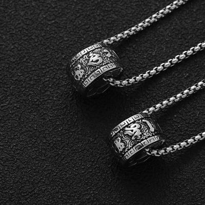Anti-Thai Silver Transfer Bead Pendant, Six-Character Mantra Necklace, Retro Jewelry For Couples, Gifts For Girls For Men