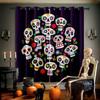Horror Skull Floral 3D Printed Curtains Retro Gothic Curtains Halloween Party Decorative Curtains Home Decor 2 Pieces