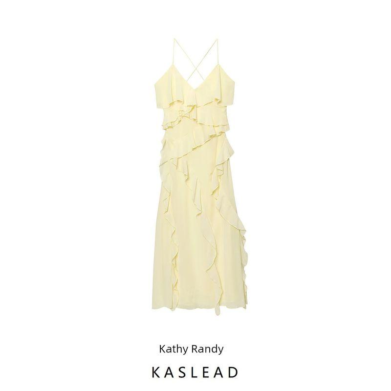 Kaslead New Women Clothes Western Style Fashion Simple Laminated Decoration Dress 8779040 427