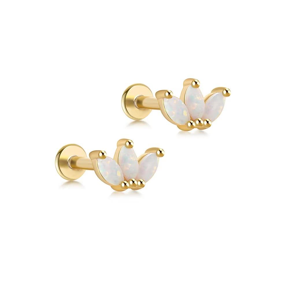 

2 шт. серьги для пирсинга из нержавеющей стали с опалом для женщин, изысканные маленькие серьги-гвоздики в форме короны, серьги для хряща, украшения для тела, подарок