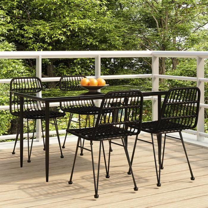 3157882 vidaXL Mobilier à dîner de jardin 5 pcs Noir Résine tressée