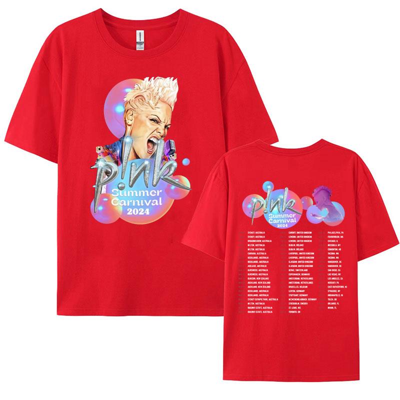 

Singer P NK Pink Tour Summer Carnival 2024 Concert T Shirt Womens Clothing Fashion Retro Punk Hip Hop Tshirts Men Streetwear S
