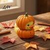 Small Healing Handicrafts Halloween Pumpkin Duck Ornament, Resin Stacked Yellow Mini Cartoon Figurine for Home Figurines, Cute Desktop Decor