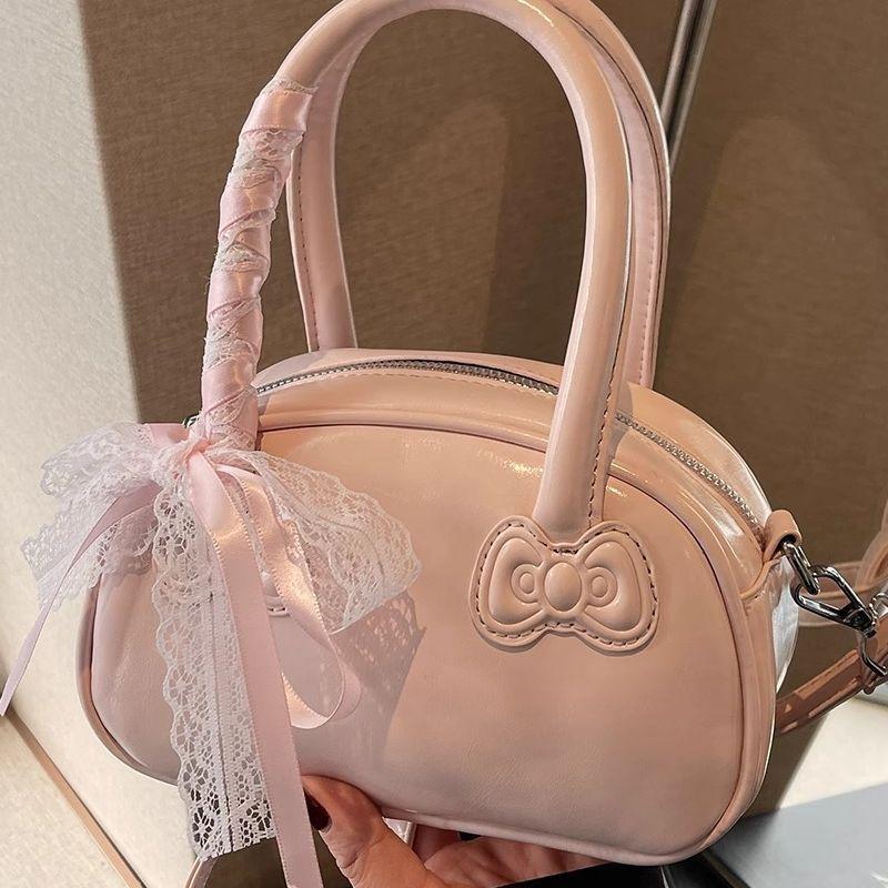 Korean Portable Red Bag Women 2025 New Trendy Fashion Small Square Bag Versatile Ins Messenger Bowling Bag