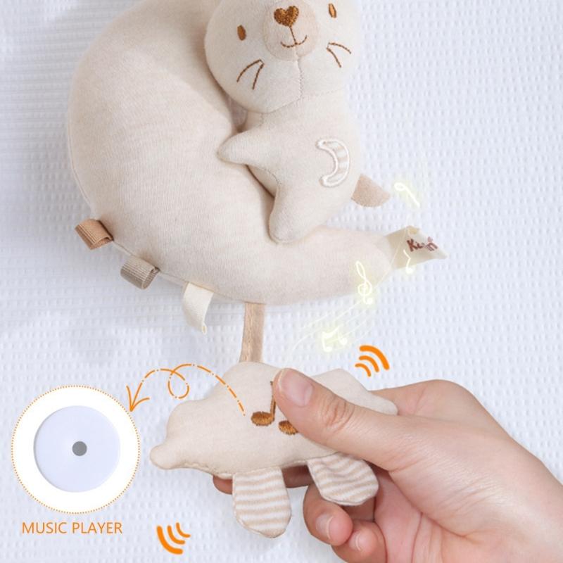 Plush Infant Car Seat Toy With Music Sounds Crib Mobile Hanging Toy For Soothing Baby Travel Bed Bell Cartoon Hanger